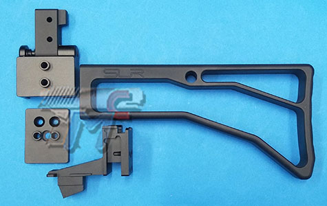 SLR Airsoftworks AK Billet Stock with Folding and Fixed Stock Adaptors for Marui AKM Gas Blow Back - Click Image to Close